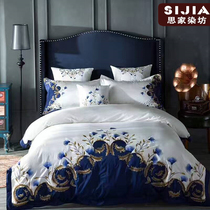 European and American style 60 tribute satin embroidery four-piece cotton quilt cover European style Princess wind cotton 1 8m bedding