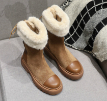 Hong Kong mid-tube snow boots female net red popular short boots 2020 new thick bottom plus velvet warm winter thick cotton shoes