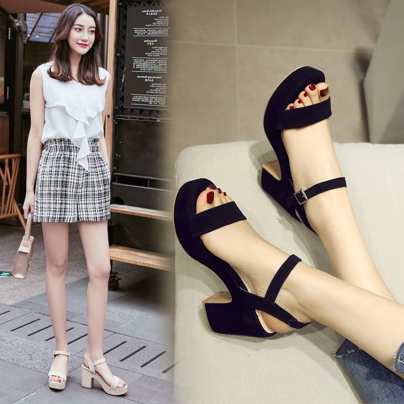 Fairy style high heel Roman sandals New 2020 versatile strappy chunky heel ins trendy summer shoes for women