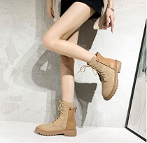 Hong Kong 2020 new autumn and winter British style Martin boots female ins tide all-match thick-soled short boots plus velvet to keep warm