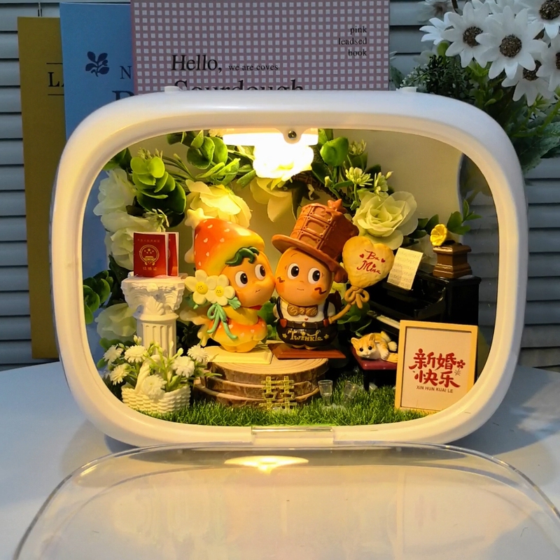 Star Man Heartbeat Display Box Doll Figure Storage Box DIY Scenery Qixi Valentine's Day Wedding Gift