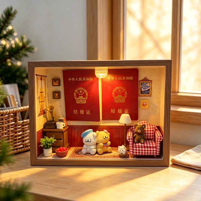 Line Drawing Puppy Blind Box Display Box Wedding Photo Registration Certificate Storage Photo Frame Couple Anniversary DIY Qixi Festival Gift Line Drawing Puppy Blind Box Display Box Wedding Photo Registration Certificate Storage Photo Frame Couple Anniversary DIY Qixi Festival Gift