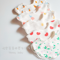 Super beautiful and greasy ins saliva towel pure cotton baby absorbent bib soft lace little Princess spit milk towel 0-3 petals