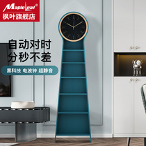 Living Room Modern Landing Automatic Pair Time Airwave Clock Solid Wood Holder Shelves Bookshelves Light Extravagant Home Clock Swing Pieces