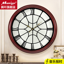 Large Number Villa Real Wood Hanging Bell Brief Atmospheric Eurostyle Art Watch Hotel Mute Modern Living Room Quartz Clock
