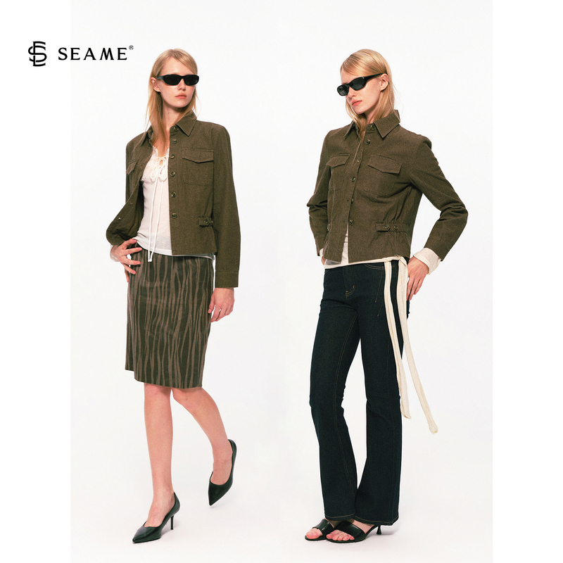 Seame Ximi 8/8【New Product 5% off】Noise Reduction Experiment Vintage Workwear Washed Lapel Jacket for Women Seame Ximi 8/8【New Product 5% off】Noise Reduction Experiment Vintage Workwear Washed Lapel Jacket for Women