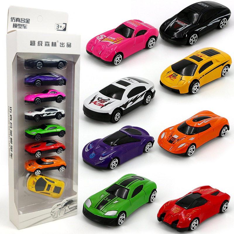 Children's mini alloy pull back inertia car baby fall-resistant all kinds of toys racing sports car suit boy
