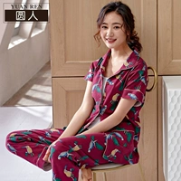 Bộ đồ ngủ nữ mùa hè mỏng phần cotton tay ngắn hai dây mùa xuân và mùa thu trung niên mẹ mùa hè dịch vụ nhà cotton - Giống cái bộ đồ mặc nhà mùa hè cotton