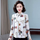 Осенняя модная рубашка, шифоновый лонгслив для матери, в западном стиле, шифоновая с принтом