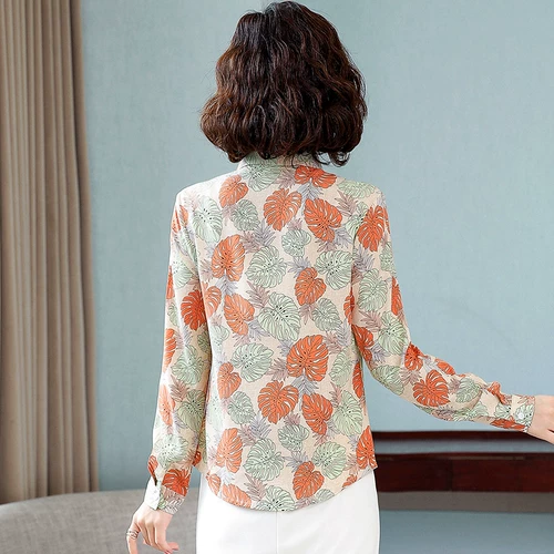 Осенняя рубашка, модный шифоновый лонгслив для матери, в западном стиле