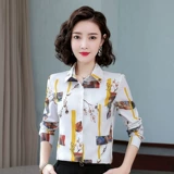 Осенняя модная рубашка, шифоновый лонгслив для матери, в западном стиле, шифоновая с принтом