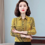 Шифоновая рубашка, осенний лонгслив для матери, в корейском стиле, квадратный вырез