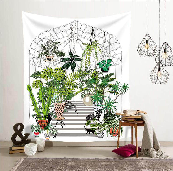 Гобелен 北欧ins风挂布竖版猫咪喵星人墙面背景装饰画布挂毯壁饰隔断桌布