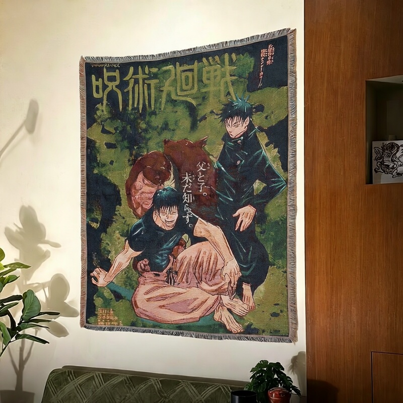 Weekly Shonen Jujutsu Kaisen Tapestry Gaming Room Chair Decoration Wall Poster Cartoon Anime Throw Blanket Camping Blanket