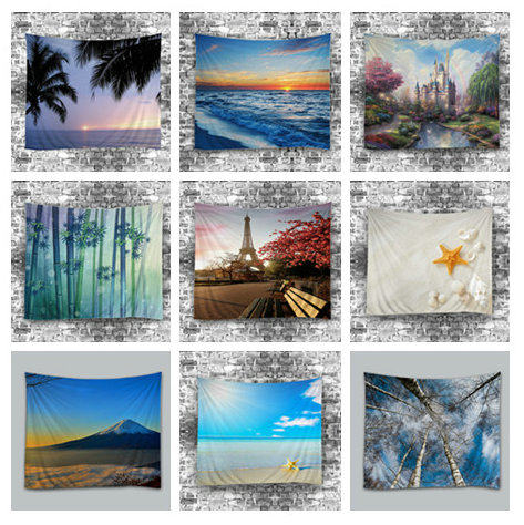 3D stereoscopic landscape Nordic ins modern minimalist hanging cloth wall background decorative canvas tapestries beach towel tablecloths