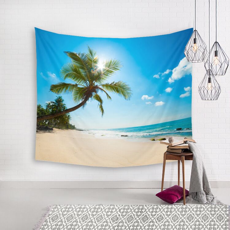3D ba chiều bờ biển Bắc Âu in treo tường vải nền trang trí tấm thảm tấm thảm tấm thảm bãi biển khăn trải bàn tranh thảm treo tường