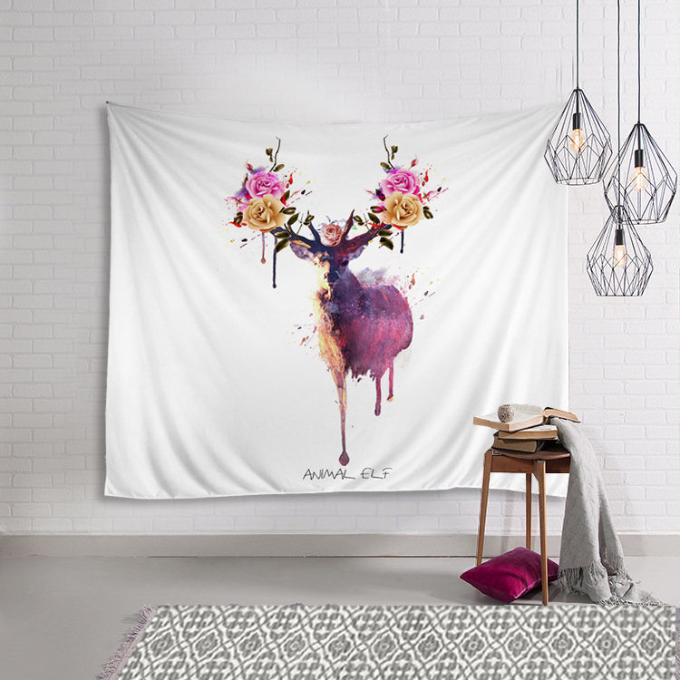 Elk head Vẻ đẹp Bắc Âu ins treo vải nền tường trang trí vải tấm thảm tường chăn vườn sofa khăn trải bàn tham trang tri