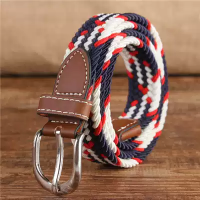 Female Korean casual thin belt simple Joker thin belt pin buckle decoration elastic tide elastic tide elastic canvas belt weaving