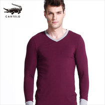 Cadile crocodile men tight outside wearing autumn shirt autumn V-neck long sleeve t-shirt high elastic slim sports leggings