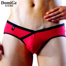 Dumi International mens low waist small three-corner pants elastic cotton double layer cross Sexy and breathable soft underpants big red