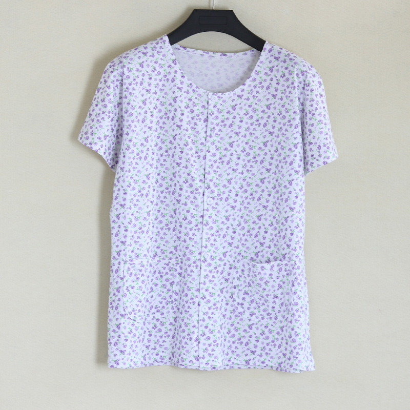 Trung niên và bà già đồ ngủ cotton mở ngắn tay nhà dịch vụ áo sơ mi mảnh duy nhất mẹ mùa hè ngắn tay cardigan phần mỏng pijama ngắn tay