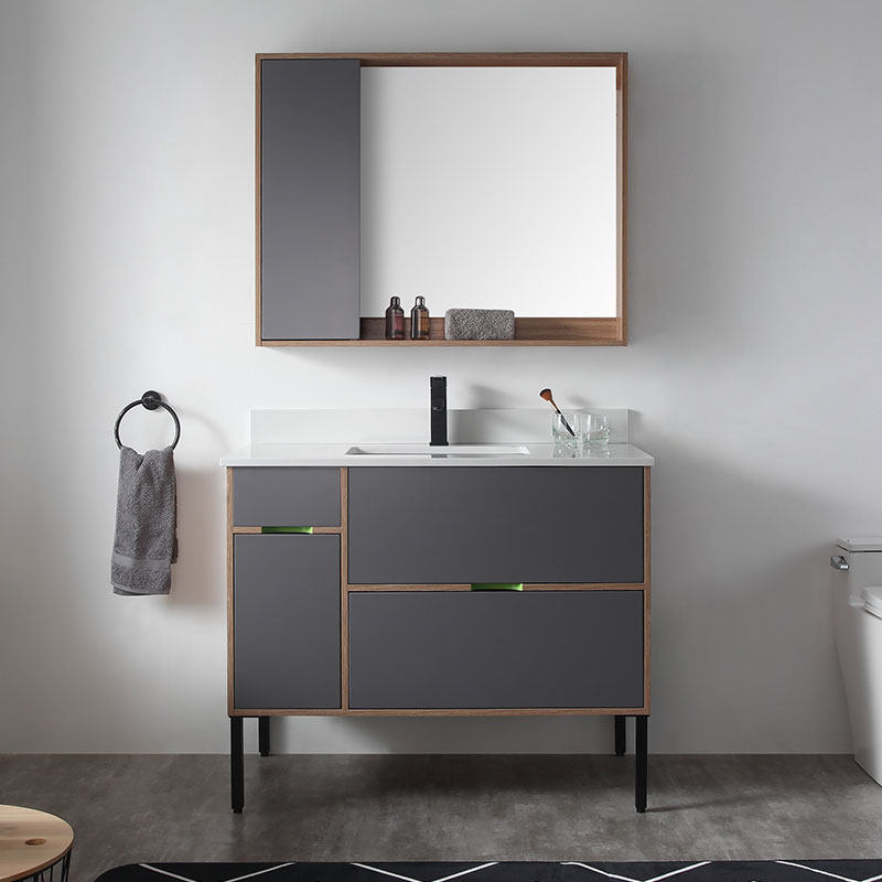 Light and luxurious wind washbasin Washbasin Floor Type Waterproof Lacquered Board Nordic Bath Cabinet Combined Solid Wood Bath Cabinet