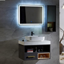 Nordic Style Bath Room Cabinet Composition Marble Countertops Free Paint Board Solid Wood Wash Table Light Lavish Wash Wash Basin Cabinet