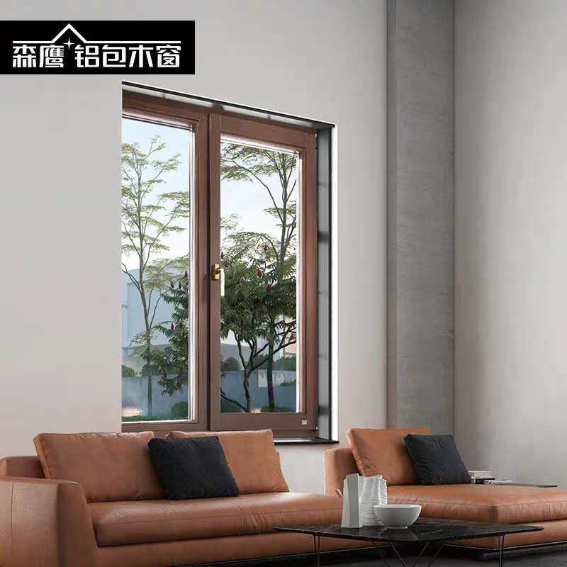 Senying aluminum clad wooden window e86 new high-end sound insulation and thermal insulation balcony window tempered glass window