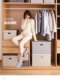 Thickened clothes storage box for household fabric cotton linen wardrobe quilt clothing finishing box foldable and large-sized cover