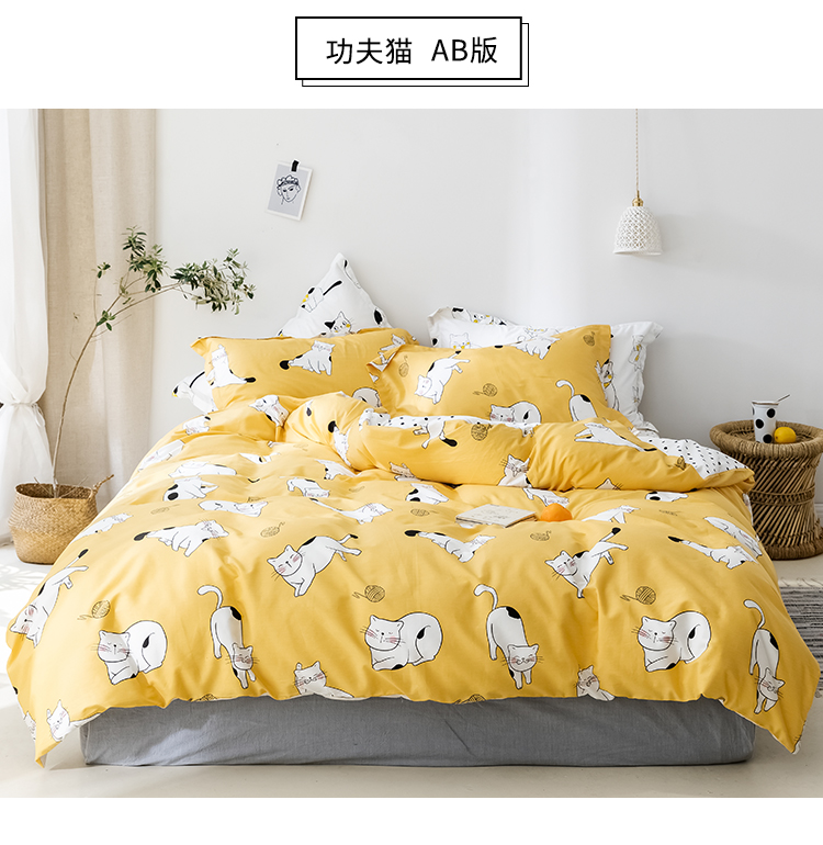 Tùy chỉnh Bắc Âu i net đỏ giường cotton đơn giản bốn mảnh ký túc xá đôi 1,5m1,8 m đơn giản trải giường ba chăn - Bộ đồ giường bốn mảnh bộ drap giường 1m6