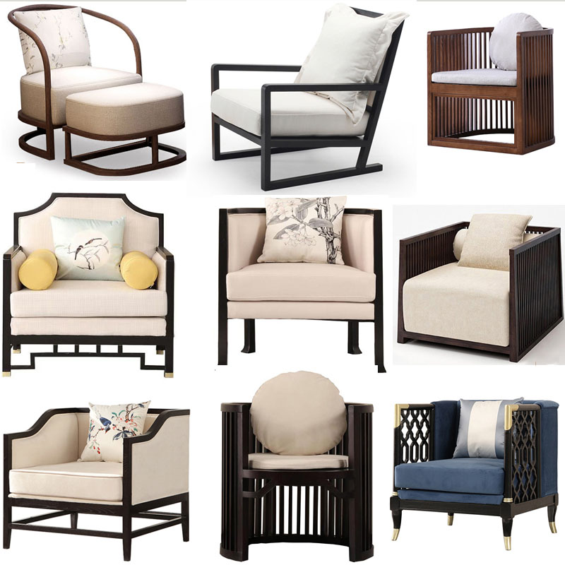 New furniture new Chinese style solid wood single modern minimalist casual sales department reception negotiation sofa chair customization