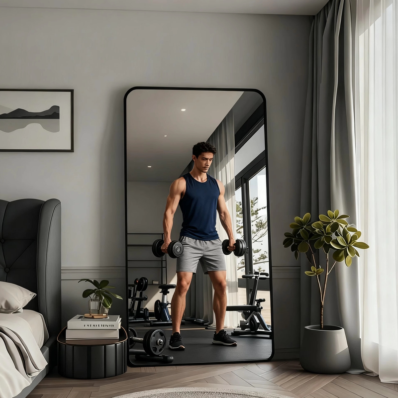 Large Gym Mirror for Men and Women, Suitable for Home Use, Fitting, Self-Study, Dancing, Yoga, Full-Length Floor-Standing Dressing Mirror