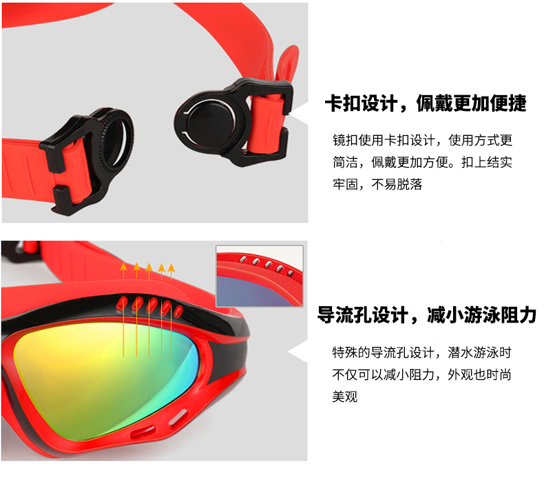 Kính râm Li Ning nam nam hộp lớn chống nước chống sương mù HD kính bơi chuyên nghiệp thiết bị bơi kính phẳng - Goggles kính bơi cận