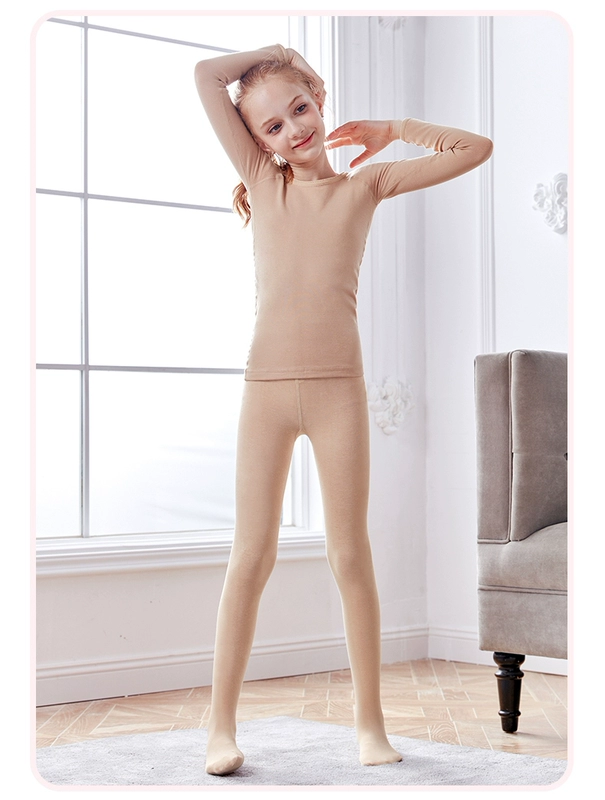 Trẻ em khiêu vũ quần áo mùa thu đông màu da lớp nền khiêu vũ đặc biệt vô hình quần lót bé gái lớp nền quần áo ấm áp hàng đầu
