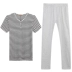 Bước mới bộ đồ ngủ mùa hè nam tay ngắn sọc cotton mỏng phần lỏng lẻo dịch vụ nhà phù hợp với cotton có thể đi ra ngoài - Bộ Pajama Bộ Pajama
