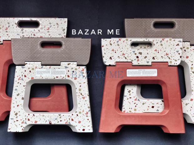 BAZAR ME European and American terrazzo style portable folding stool super load-bearing capacity 150KG scratches slightly imperfect