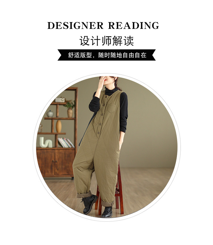 Боди/брюки 菱格压棉连体裤女2023年新款秋冬季高级感大码胖mm保暖哈伦裤棉裤 Other