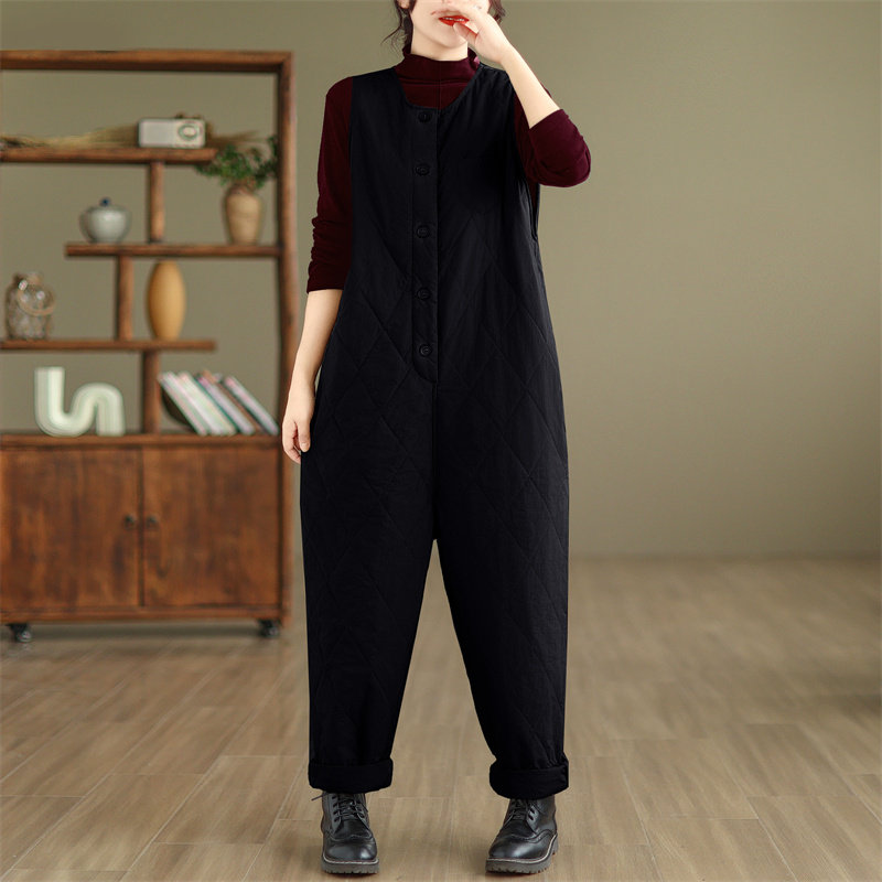 Боди/брюки 菱格压棉连体裤女2023年新款秋冬季高级感大码胖mm保暖哈伦裤棉裤 Other