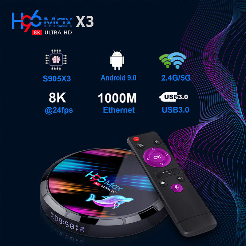 Android 9 0 Smart TV BOX Quad Core H96 MAX s905x3 Player 8K