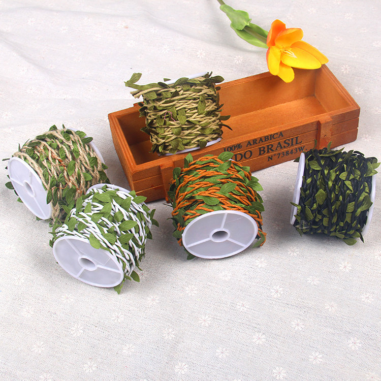 DIY background vines 5 mm decorative rope leaves mixed forest series ropes fresh and decorated leaves hemp rope