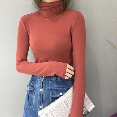 【元熙】高领修身黑色莫代尔打底衫t恤