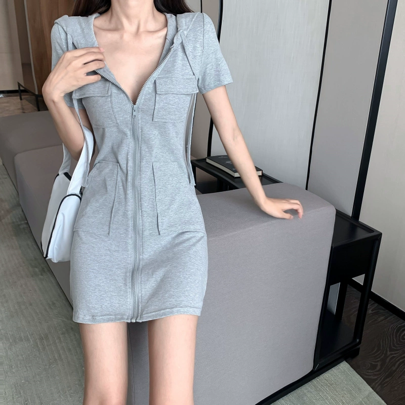 2020 hè mới tay ngắn váy giản dị trùm đầu váy ngắn váy ngắn sinh viên Hàn Quốc váy nữ - váy đầm