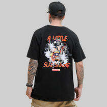 Hong Kong Tidal Truffle Pure Cotton Short Sleeve Men China Windsurf 100 lap T-shirt day series Street head Fashion loose printed half sleeve