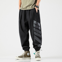 Hong Kong Tide Card Bf Sport Bungling Pants Mens Day Department 100 Hitch Big Code Letter Light Cage Pants Youth Necking Casual Long Pants