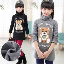 2021 new warm clothes tops sweaters thickened and velvet bottoming shirts childrens winter girls childrens winter sweaters