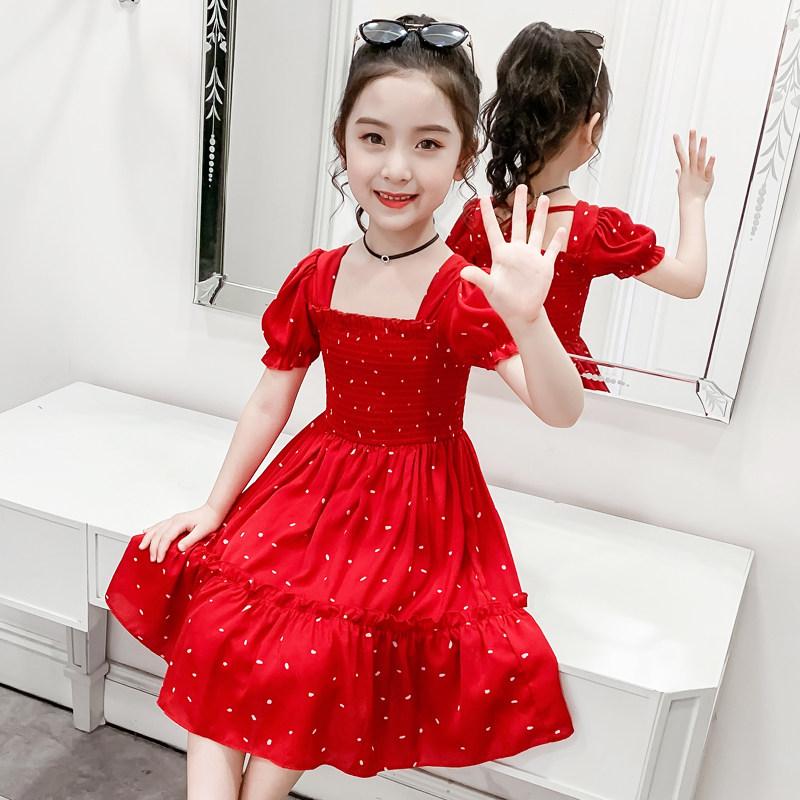 Girl Snowspun Dresses Summer Clothing Children Summer Break Flowers Foreign Dress The Korean version 2022 The new thin princess tide