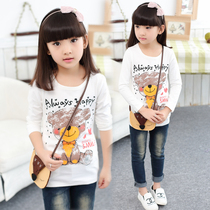 Childrens Clothing Girl Autumn Clothing Cartoon Long Sleeve T-shirt CUHK Child Casual 100 Hitch Long blouses children hit undershirt tide