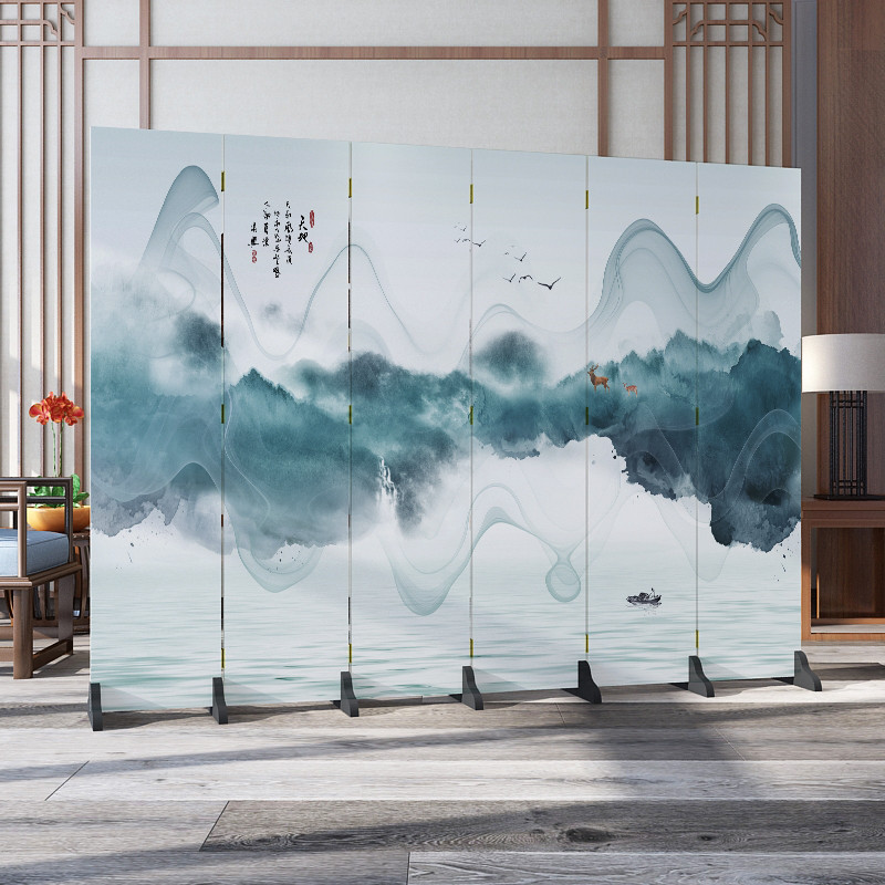 New Chinese style screen partition living room Simple modern decoration occlusion office folding mobile solid wood entrance folding screen