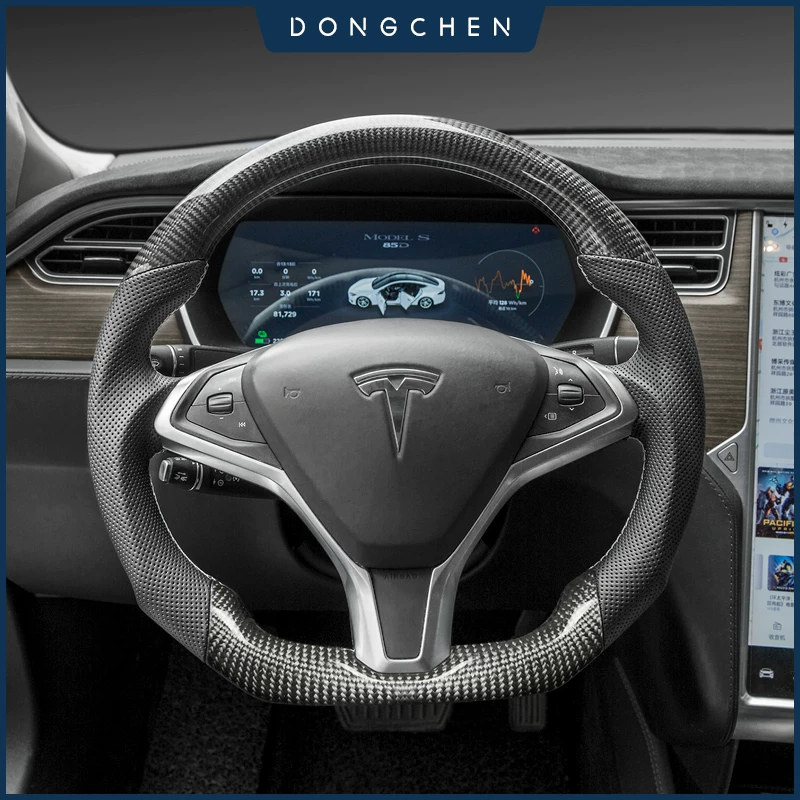 Подходят для керованной рулевой колонки из карбона Tesla Model 3/Y/S спортивный кожаный руль YOKE изменение сборка