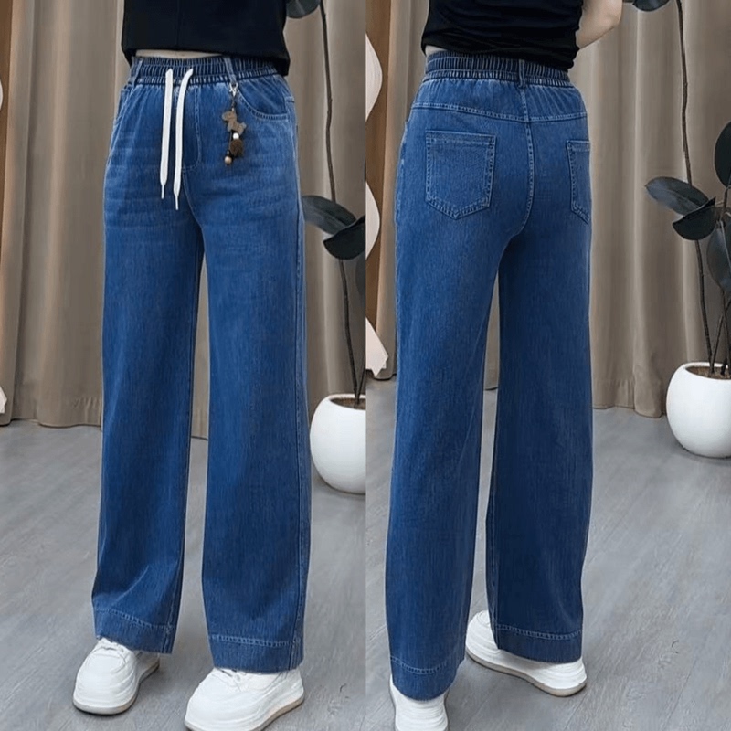 2026 New Style Mom Summer Pants for Middle-Aged and Elderly Women, High-Waisted Slimming Straight-Leg Pants, Loose Casual Versatile Jeans